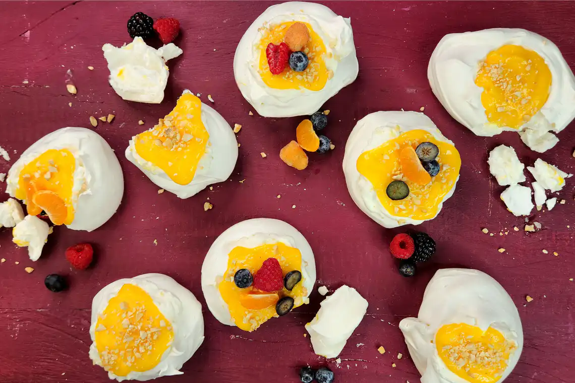 variação de combinação de sabor - pavlova com baba de moça