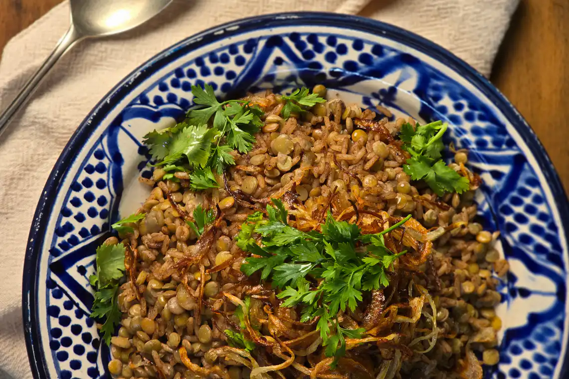 close no arroz com lentilha