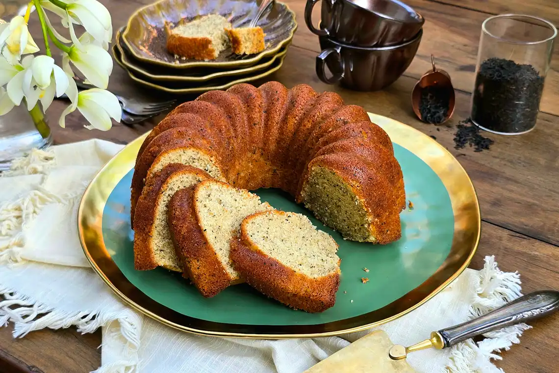 Bolo de iogurte com chá Earl Grey