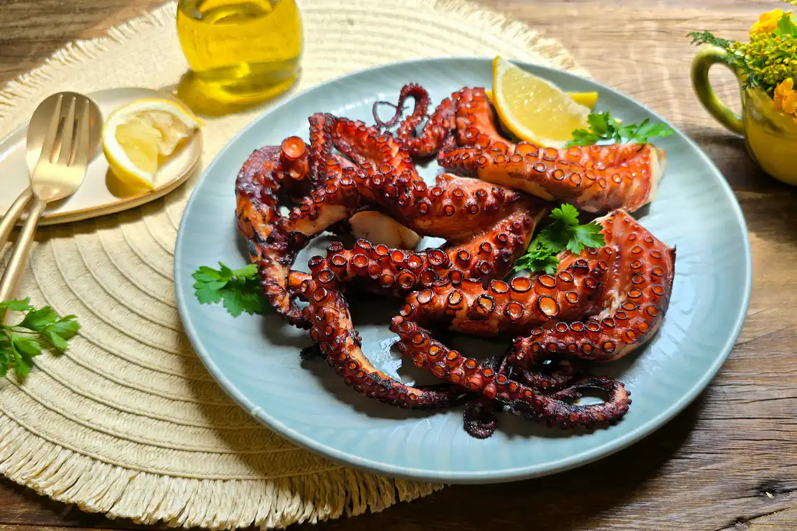 Polvo assado na Air Fryer da Rita Lobo