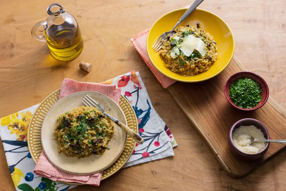Risoto de funghi na panela de pressão elétrica