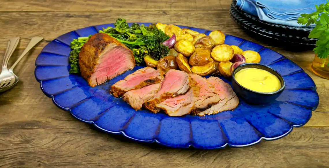 Rosbife com batata e brócolis na Air Fryer