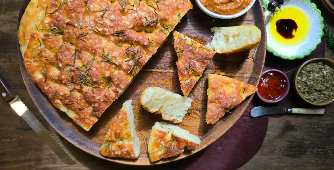 Focaccia sem sova na Air Fryer com vapor