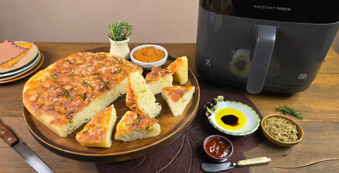 Focaccia sem sova na Air Fryer com vapor