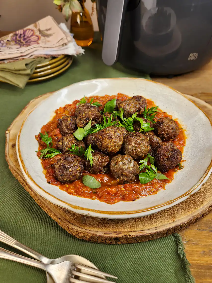 RECEITA: ALMÔNDEGA COM MOLHO DE TOMATE NA AIR FRYER