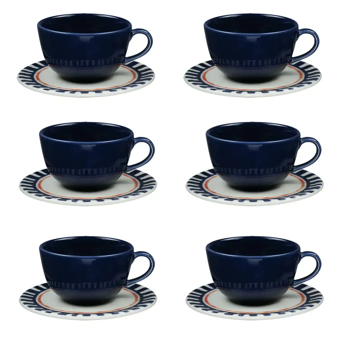 Jogo de 6 Xícaras Grandes 200 Ml Com Pires Unni Maré