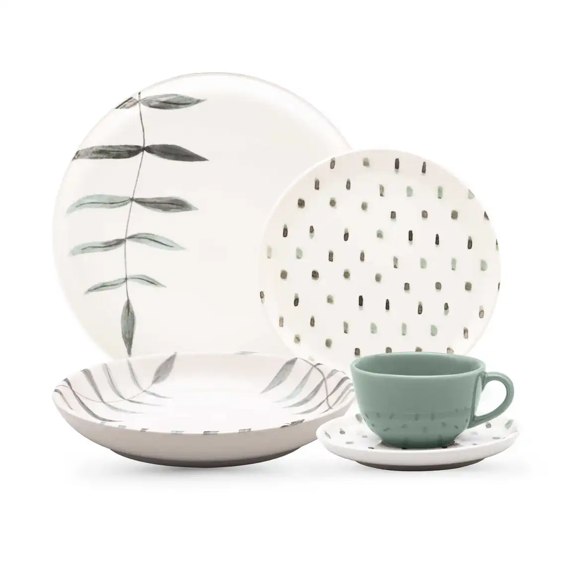 Aparelho de Jantar e Chá 20 Peças Flat Samambaia