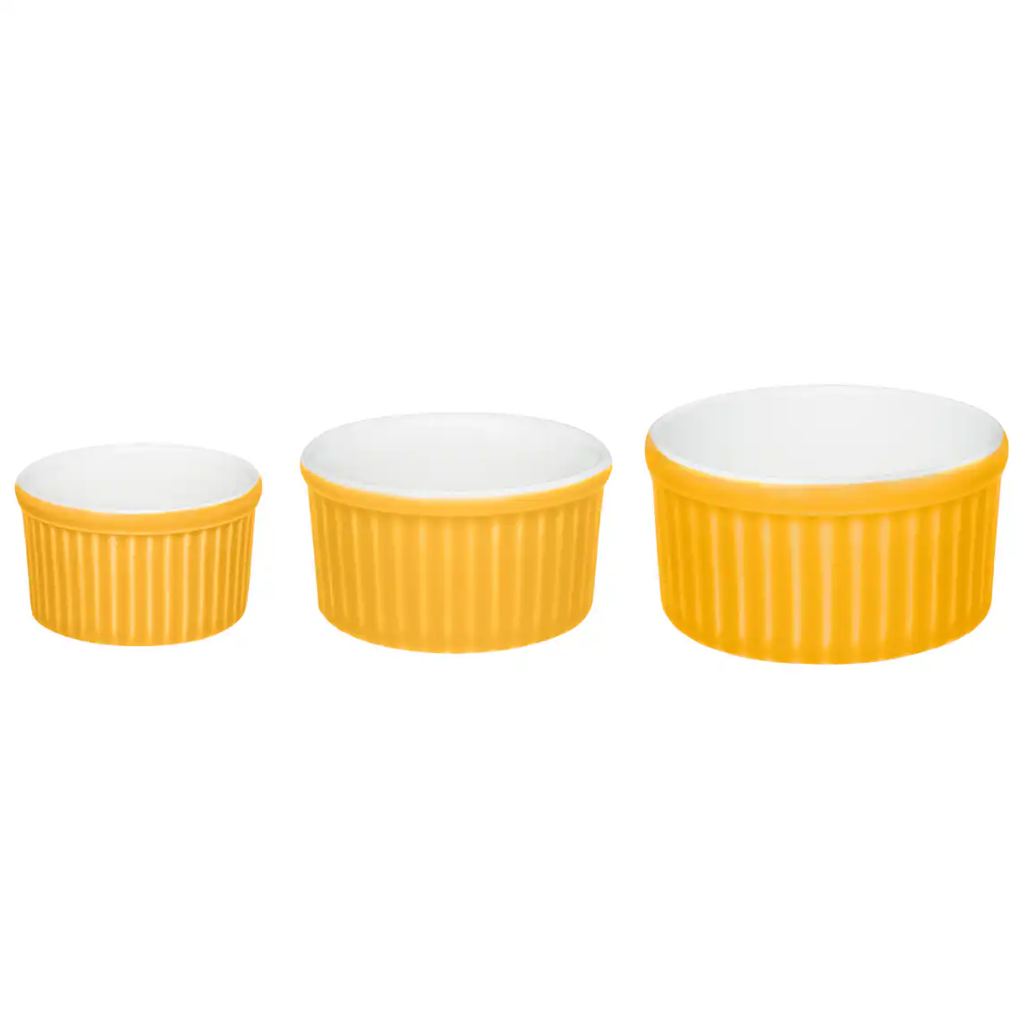 Jogo de 3 Tigelas Ramequin Branco / Amarelo