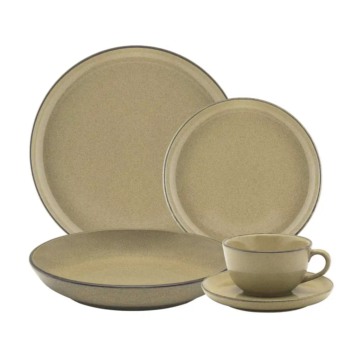 Aparelho de Jantar e Chá 20 Peças Flat Ocre